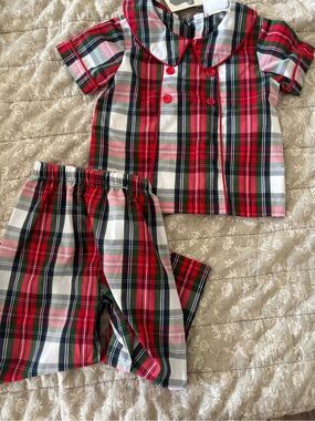 Pants & shirt true children’s smocked Christmas plaid set